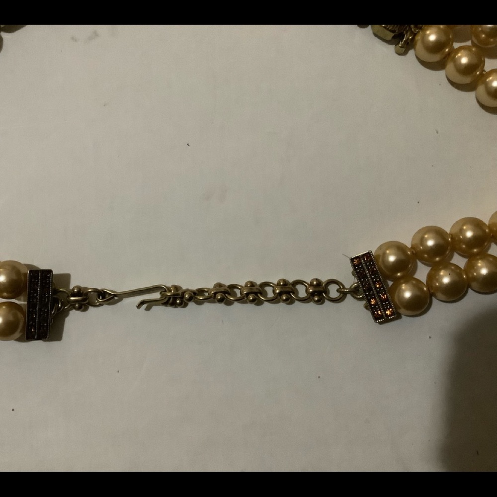 Heidi Daus Dressy Double strand Drop necklace large Topaz colored Pendant